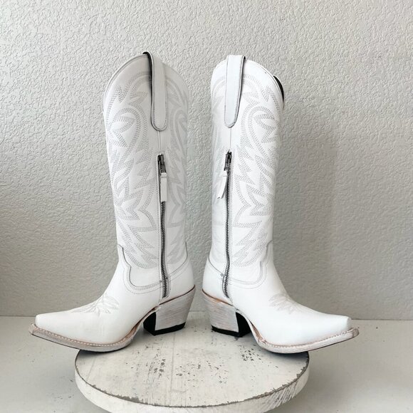 Lane MEGAN MORONEY Smokeshow Womens Cowboy Boots 5 White Western Cowgirl Tall - Picture 7 of 11